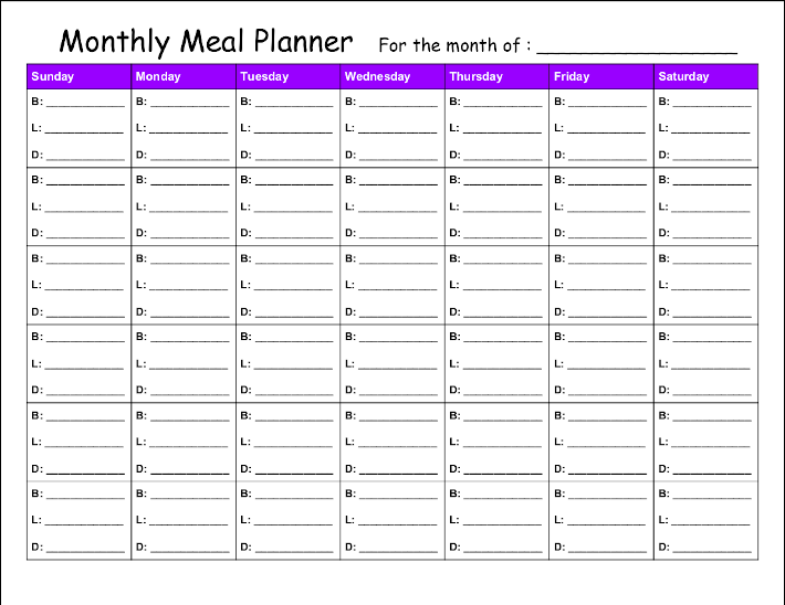 Monthly Meal Planner Here