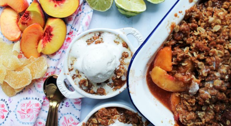 Peach Crumble with Gingersnap Topping