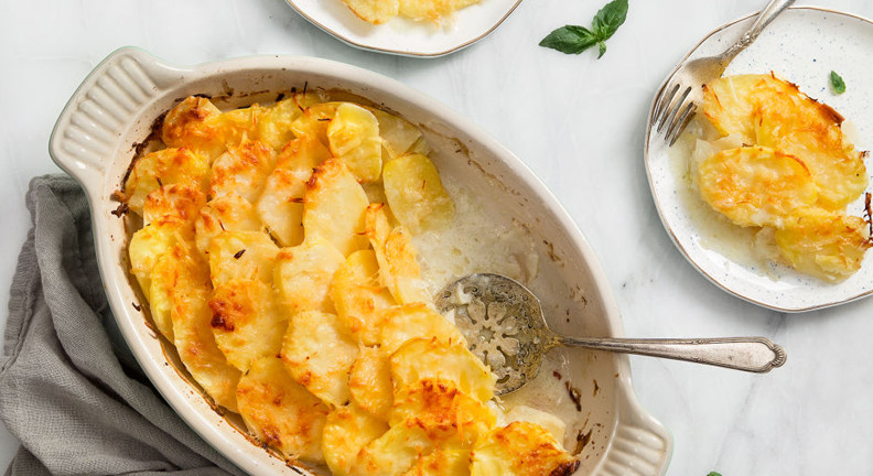 Scalloped Potatoes with Coconut Milk and Basil